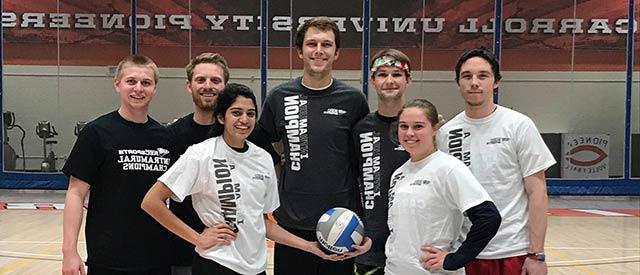 Male and female intermural members after winning a game